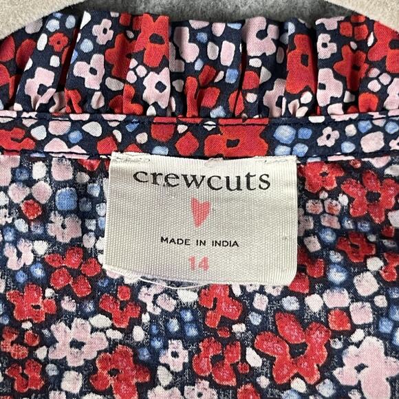 J Crew Crewcuts Jumpsuit Girls 14 Floral Puff Sleeve Gold Button Cotton Colorful - Picture 5 of 16